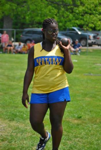 Jessie Vander won the state title in the shot put Maine Class C championship meet. She threw a distance of 35 feet, 2 inches. Vander said she plans to continue track and field at the University of Southern Maine next year. Courtesy of Aquilino Alamo