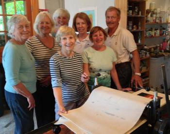 The Illuminateds: front, left: Carole Palmer, 'Cilla Alden; back row left: Betsy Wing, Priscilla Hayes, Susan Newbold, Mary Lou Newstead and Ron Salter. Missing from photo: Barbie Eldred, Mary Nelson and Pat McHold. JOE GELARDEN/Boothbay Register          