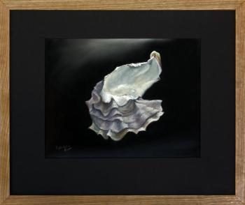 Framed Oyster Shell-Siamese Twins from Sunset Beach, WA, by Carol Abitabilo Ast.