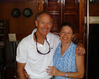 Captain Rik Allen and cook Ann Gracie aboard the the couple’s sailboat, Sandcastle.