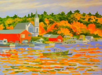 “AUTUMN SHORE,” oil on linen by John Butke, Boothbay  