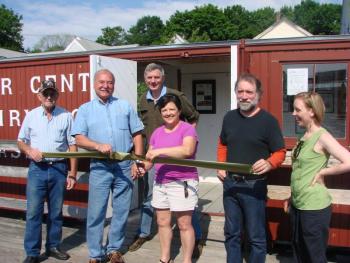 ribbon-cutting, Wiscasset, Waterville & Farmington Railway Museum, Les Fossel, Turner Center Creamery car