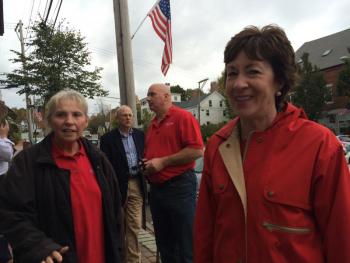 Rowena Smith, U.S. Senator Susan Collins, Stuart Smith, Main Street, Wiscasset, Maine