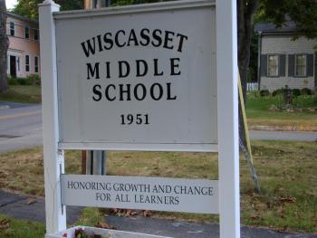 Wiscasset Middle School sign