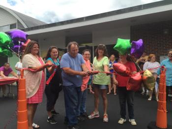 Cindy Collamore, Theresa Meehan, Tim Delano, Lori Munson, Paua Foye, Wiscasset Elementary School, ribbon-cutting