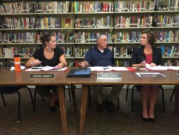 Wiscasset School Committee, Chelsea Haggett, Eugene Stover, Gene Stover, Superintendent of Schools Heather Wilmot