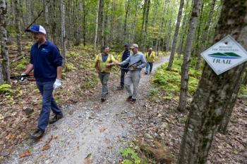  Maine Water convened about 20 volunteers to work on the Round The Mountain trail on Friday, September 20. (Photo courtesy Coastal Mountains Land Trust)