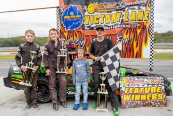  4 Cylinder Pro top 3, from left: Jaxson Moreside, John Ricci, Jr. Official Zeke Turner and Ben Burgess.  Jasen Dickey Photography