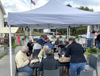 Guests eating