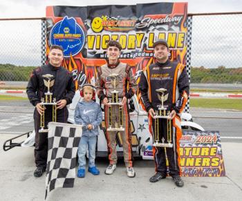 Legends top 3, from left: Kyle Caissie, Jr. Official Zeke Turner, PJ Evans and Reagan Parent.  Jasen Dickey Photography 