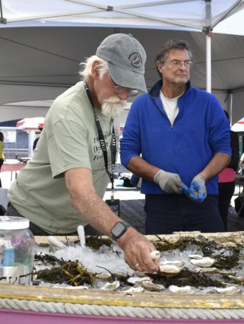 Serving oysters. 