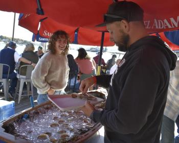 Serving oysters. 