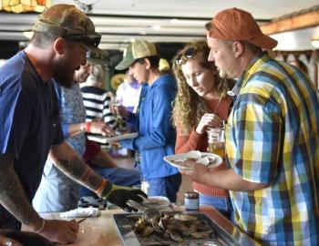 Serving oysters. 