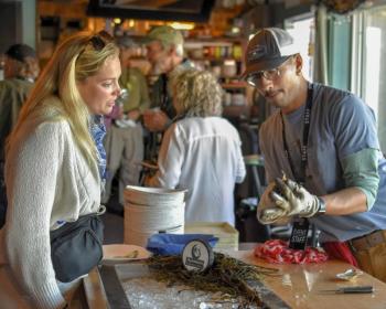 Serving oysters. 