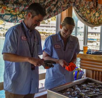 Serving oysters. 