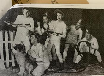 Howard Wright, kneeling with his St. Bernard, Brandy, was part of an ice skating comedy troupe during his high school days in Philadelphia. Courtesy photo