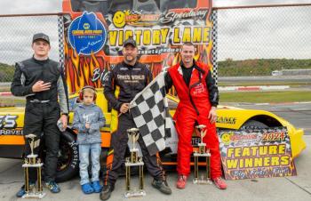 Pro Stock top 3, from left: Dan McKeage, Jr., Jr. Official Zeke Turner, Josh St. Clair and Nick Hinkley. Jasen Dickey Photography