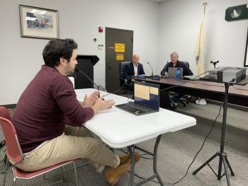 Consultant Charles Tetelman discusses LD 2003 with the Boothbay Harbor Selectboard Oct. 3. FRITZ FREUDENBERGER/Boothbay Register