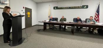 Melissa Holmes speaks to the Boothbay Harbor Planning board. FRITZ FREUDENBERGER/Boothbay Register