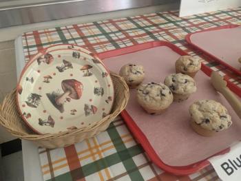 Mushrooom-themed plates fit one of the morning’s themes. SUSAN JOHNS/Wiscasset Newspaper 