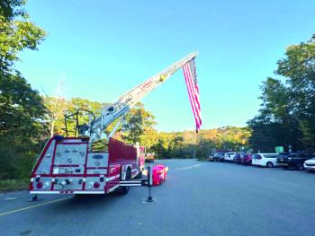 fire truck with flag