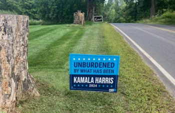 Kamala Harris signs that were stolen from a Camden front yard this past week.