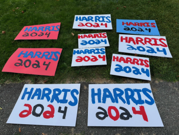 Meanwhile, some Harris supporters are fighting back. After the Harris signs were stolen from the front yard of Marcus Mrowka, he and his family got to work making new signs, Oct. 2. "They can steal our signs but not our spirit," he said.