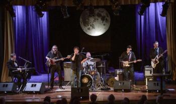 The "Stoneheads" from left: Bob Colwell, Scott Elliot, Dick Hollis, Steve Jones with Nate Schrock and Josh Robbins as "Mick Jagged" at the Opera House Oct. 11. Peter Southwick photo