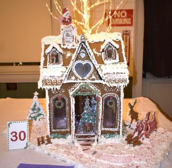 Best Traditional Gingerbread House Design: "Santa Has Arrived" by Terry & Ray Paetzold. LISA KRISTOFF/Boothbay Register