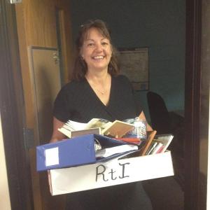 Jane Stevens removes the few remaining items from her Boothbay Region Elementary School assistant principal’s office. Stevens was hired as the new special education director and began work on July 1. LISA KRISTOFF/Boothbay Register