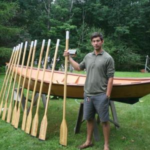 On oars he carved, Karl Berger tracked the time, date, coordinates and his thoughts and impressions of his 100-mile journey down the Columbia River in a boat he built. JOHN MAGUIRE/Boothbay Register