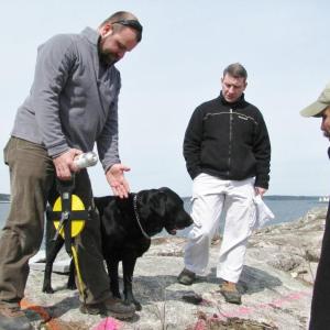 Landscape architect Arek Gale laying out the precise drilling line of a ledge., Cuckolds Island, Cuckolds Lighthouse, Boothbay, Boothbay Harbor