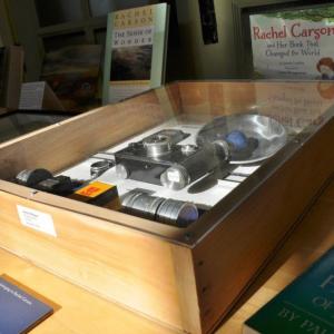 Rachel Carson's camera and photography equipment, loaned from the Hendrick’s Hill Museum, are on display at the Coastal Maine Botanical Garden’s Rachel Carson exhibit. Several artifacts from Carson’s life and work are on display until October 23 at the gardens. BEN BULKELEY/Boothbay Register