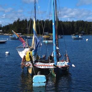 Mike Lewis' vessel, "Stear Clear," is a sight to behold in Cozy Harbor. RYAN LEIGHTON/Boothbay Register