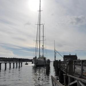 The "﻿Galileo" ﻿was hauled-out November 1 at the Boothbay Harbor Shipyard. BEN BULKELEY/Boothbay Register