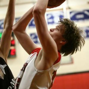 Travis Padilla gets a shot inside in Wiscasset’s win over St. Dom’s in the preliminary round of the Western Maine Class C tournament. Courtesy of Brion Controvillas