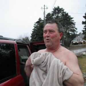 Hugh Thompson catches his breath after participating in the 2012 Leprechaun Leap. SUE MELLO/Boothbay Register