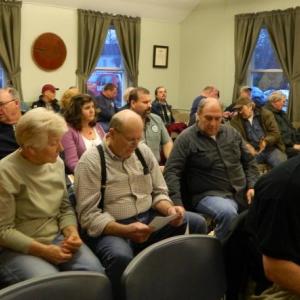 Wiscasset's town office meeting room was filled to capacity with Wiscasset residents and town department heads Tuesday evening for the 2013-2014 budget informational meeting. CHARLOTTE BOYNTON/Wiscasset Newspaper