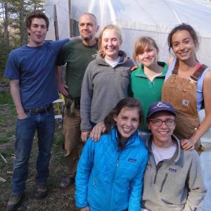 Workers include: front row, left to right, Olivia Knox of Greensboro, N.C. and Andrew Hollyday of Cape Elizabeth; back row, left to right, Jeremy Epstein of Brookline, Mass., Bill Hinkley (math teacher) of Waldoboro, Phoebe Chatfield of Lincoln, Mass., Izzy Ruffin of Milo and Emmy Longnecker of South Portland. Courtesy of Chewonki