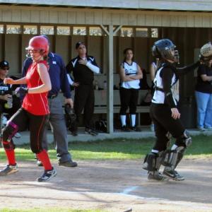 Briana Goud crosses the plate after her homerun in the third inning of Wiscasset’s game with St. Dom’s on May 1. KATHY ONORATO/Wiscasset Newspaper