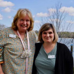 Brigit Cavanagh (left) celebrating her retirement and welcoming Kacie Orff (right) as the new Community Outreach and Experience Director at The Lincoln Home.