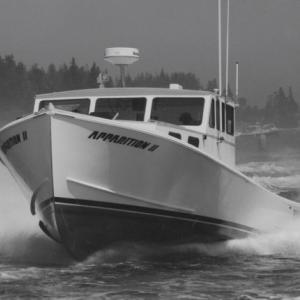 Lobster boat racing, on the water, outside deck, dog friendly