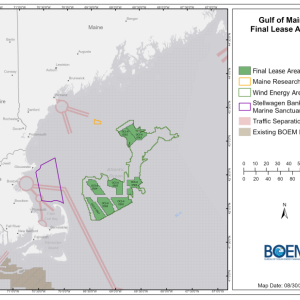 A map of lease areas in the Gulf of Maine. 