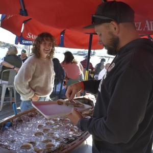 Serving oysters. 