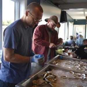 Serving oysters. 