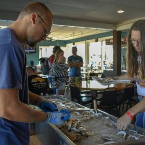 Serving oysters. 