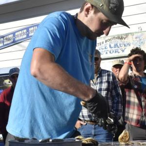 The oyster shucking competition. 