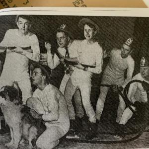 Howard Wright, kneeling with his St. Bernard, Brandy, was part of an ice skating comedy troupe during his high school days in Philadelphia. Courtesy photo