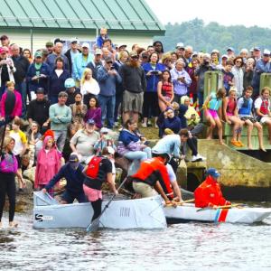 A crowd of 500 people enjoyed the Cardboard Boat Races, sponsored by Front Street Shipyard, at the 17 th annual Belfast Harbor Fest, hosted by Belfast Rotary Club, on Aug. 18.