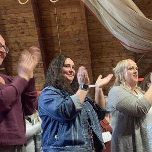 Applauding Hallowell Oct. 10 were are, from left, 2024 Franklin County Teacher of the Year Vickie Lailer, 2024 Androscoggin County Teacher of the Year Leah Boucher and 2024 Washington County Teacher of the Year Ashley Cirone. SUSAN JOHNS/Wiscasset Newspaper 